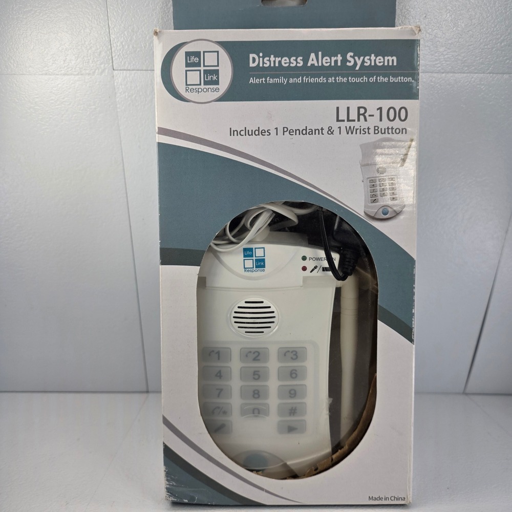 Life Link Response LLR-100 Distress Alert System Base Pendant Wrist Button White